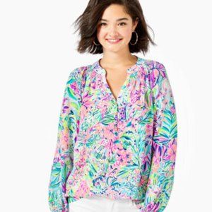 VGUC Lilly Pulitzer Elsa silk top Multi Lilly's favorite things XS